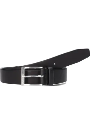 HUGO BOSS Accessoires, Heren, Zwart, 100 CM, Leer, Zwarte Leren Riem Erron
