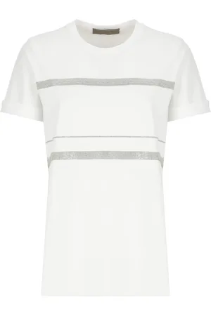 D.EXTERIOR Tops, Dames, Wit, M, Katoen, Wit Katoenen T-shirt met Helder Details