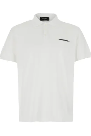Dsquared2 Tops, Heren, Wit, M, Katoen, Witte Polo Shirt Logo Letters