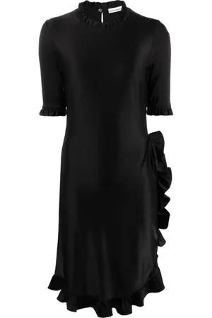 Paco rabanne Kleedjes, Dames, Zwart, XS, Elegante Zwarte Asymmetrische Mini Jurk