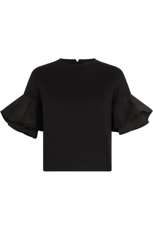 Liu Jo Tops, Dames, Zwart, S, Gerimpeld T-shirt voor vrouwen
