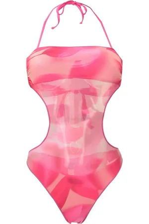 Liu Jo Badkleding, Dames, Rood, ONE Size, Badpak met bladerenprint