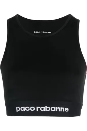Paco rabanne Tops, Dames, Zwart, L, Nylon, Zwarte Casual Dames Crop Top