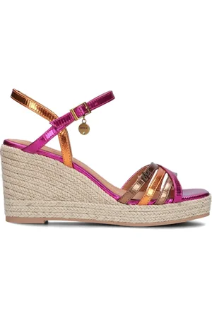 Mexx Schoenen, Dames, Paars, 36 EU, Leer, Paarse sandalen met sleehak
