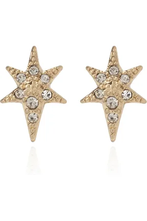 AllSaints Accessoires, Dames, Geel, ONE Size, Brass Sterrenvormige Oorbellen
