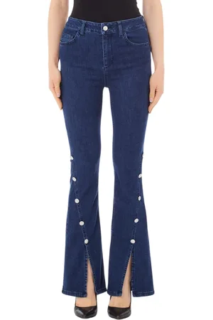Liu Jo Jeans, Dames, Blauw, W29, Katoen, Blauwe flare jeans met knopen
