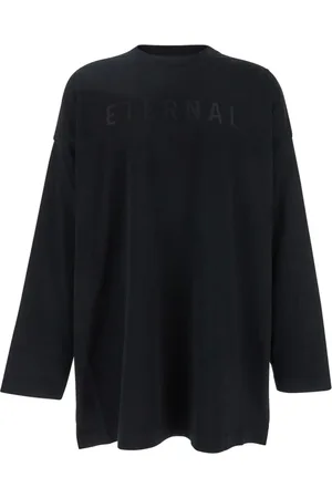 FEAR OF GOD Tops, Heren, Zwart, L, Katoen, Zwarte Eeuwige Lange Mouw Sweater