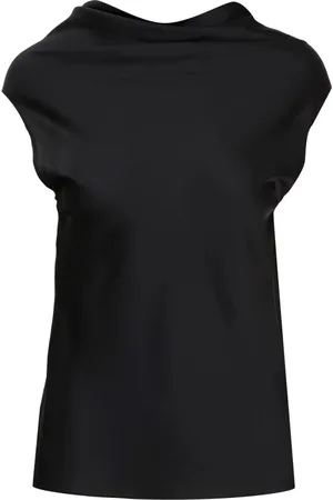 Serafini Tops, Dames, Zwart, XS, Zwarte Crêpe Gedrapeerd Kraag Jurk