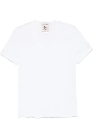 SEMICOUTURE Tops, Dames, Wit, 2Xs, Witte V-hals T-shirt en Polo
