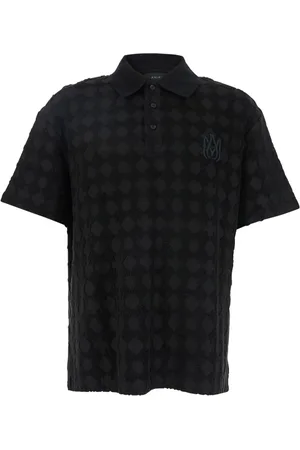 AMIRI Tops, Heren, Zwart, M, Katoen, Zwarte Toweling Polo T-shirts en Polos
