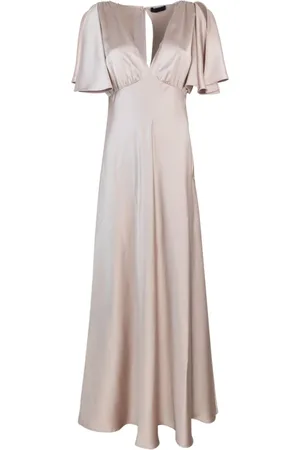 Liu Jo Kleedjes, Dames, Roze, S, Satijn, Elegante Roze Satijnen V-hals Jurk