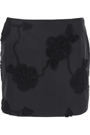 ROTATE Rokken, Dames, Zwart, S, Katoen, Zwarte Bloemen Mini Rok