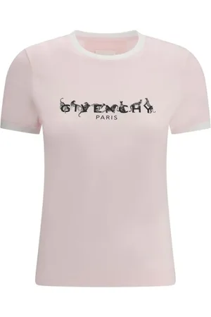 Givenchy Tops, Dames, Roze, S, Katoen, Monogram Katoenen Ringer T-Shirt