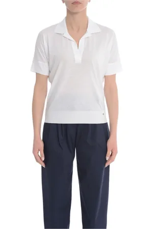 HERNO Tops, Dames, Wit, XS, Katoen, Jersey Polo Shirt