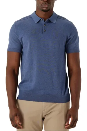 SELECTED Tops, Heren, Blauw, S, Katoen, Blauwe Gebreide Polo voor Mannen