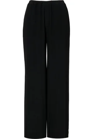 SIMONA CORSELLINI Broeken, Dames, Zwart, S, Zwarte Zijden Wijde Pijp Broek