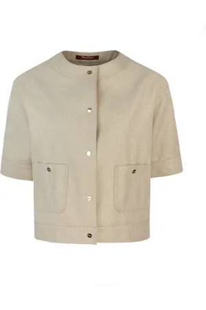 Max Mara Jassen, Dames, , S, Linnen, Boxy Fit Linnen Blend Jassen