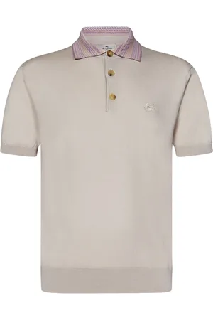Etro Tops, Heren, , M, Katoen, Gestreept Poloshirt Katoen