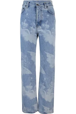 Fiorucci Jeans, Dames, Blauw, W26, Katoen, Hoge taille knoopsluiting blauwe jeans