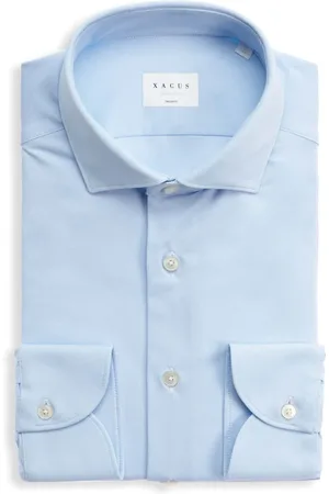 Xacus Overhemden, Heren, Blauw, XL, Frans Kraag Oxford Overhemd Tailor Fit