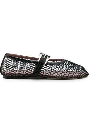 PARIS TEXAS Schoenen, Dames, Zwart, 38 1/2 EU, Zwarte platte schoenen met gespsluiting