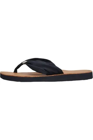 Tommy Hilfiger Schoenen, Dames, Blauw, 42 EU, Katoen, Elevated Beach Teenslippers Donkerblauw Textiel