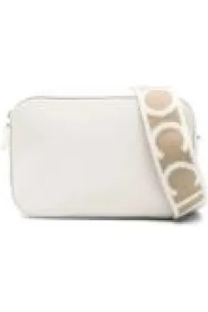 Coccinelle Tassen, Dames, , ONE Size, Ivoor Leren Schoudertas met Logoed Band