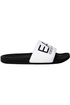 EA7 Schoenen, Dames, Wit, 37 EU, Zwarte en witte slide sandalen
