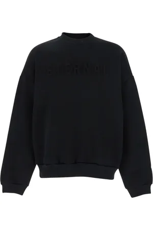 FEAR OF GOD Sweatshirts & Hoodies, Heren, Zwart, S, Katoen, Zwarte Crewneck Sweater met Logo Borduursel