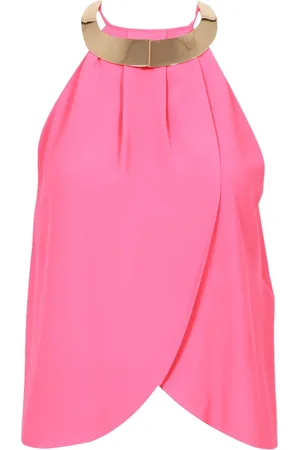 SIMONA CORSELLINI Tops, Dames, Roze, XS, Rode Zijden Choker Top