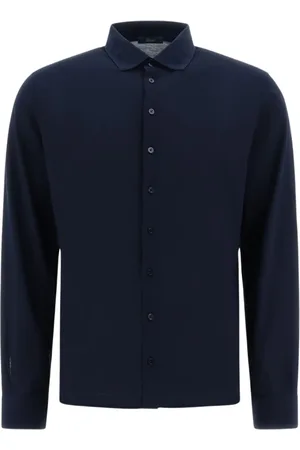 HERNO Overhemden, Heren, Blauw, L, Katoen, Jersey Crepe Polo Shirt