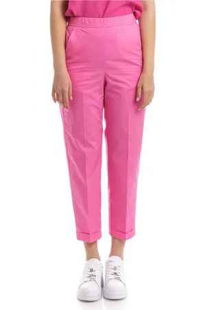 SEVENTY BY SERGIO TEGON Broeken, Dames, Roze, M, Katoen, Effen kleur elastische taille broek