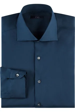 FAY Overhemden, Heren, Blauw, 2Xl, Katoen, Regular Popeline Stretch Overhemd