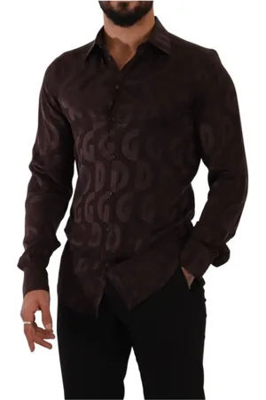 Dolce & Gabbana Overhemden, Heren, Rood, L, Bordeaux Zijden Overhemd Klassieke Hals