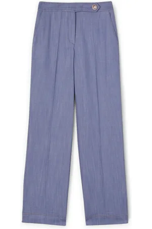 Motivi Broeken, Dames, Blauw, L, Katoen, Wijde broek van katoenen canvas