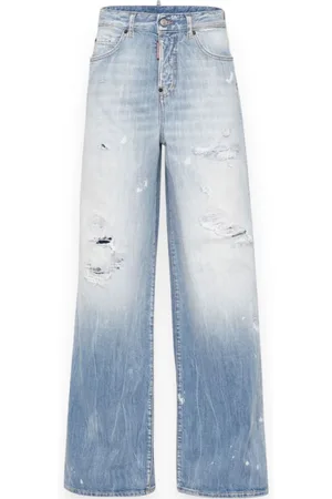 Dsquared2 Jeans, Dames, Blauw, 3Xs, Katoen, Traveler Wide Jeans