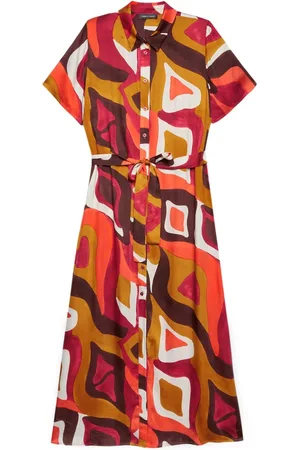 Fiorella rubino Kleedjes, Dames, Veelkleurig, 5Xl, Satijn, Lang, bedrukte jurk