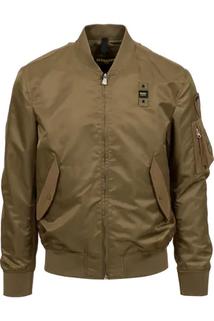 Blauer Jassen, Heren, Groen, 2Xl, Satijn, Groene Technische Jas met Geribbelde Kraag