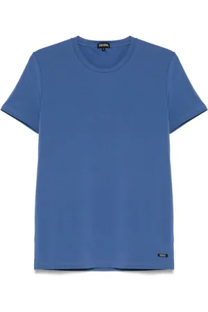 Ermenegildo Zegna Tops, Heren, Blauw, M, Blauw Kortemouw Casual T-Shirt