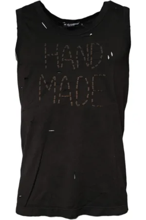 Dolce & Gabbana Tops, Dames, Zwart, M, Katoen, Zwarte Mouwloze Tank T-shirt