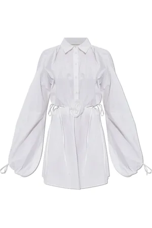 BLUMARINE Kleedjes, Dames, Wit, 2Xs, Katoen, Jurk met bloemenapplicatie