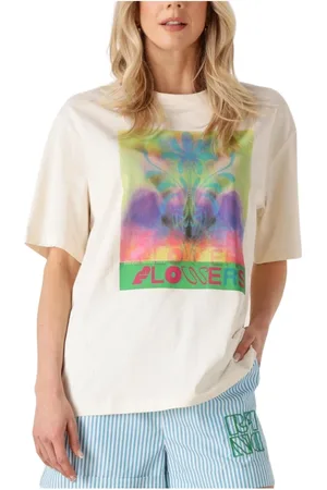Refined Department Tops, Dames, Veelkleurig, S, Katoen, Maggy Wit T-shirt voor Vrouwen