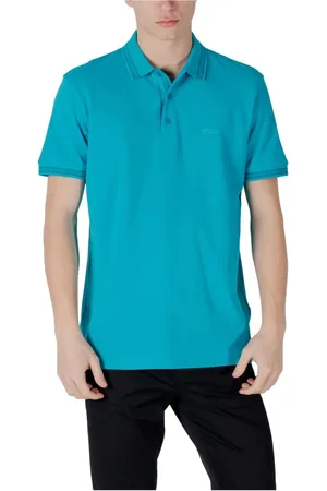 HUGO BOSS Tops, Heren, Blauw, M, Katoen, Klassiek katoenen poloshirt voor heren