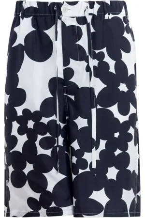 Marni Korte broeken, Heren, Veelkleurig, M, Zijden Shorts met Bloemenprint