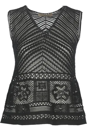 D.EXTERIOR Tops, Dames, Zwart, XS, Katoen, Zwarte Katoenen V-Hals Mouwloze Top