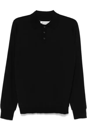 Maison Margiela Tops, Dames, Zwart, L, Katoen, Zwart poloshirt klassieke stijl