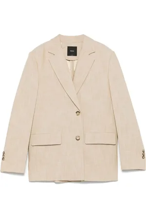 Pinko Jassen, Dames, , L, Double-Breasted Jas met Schoudervullingen