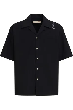 Marni Overhemden, Heren, Zwart, M, Katoen, Short Sleeve Shirt