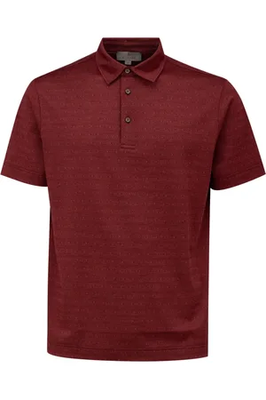 CANALI Tops, Heren, Rood, L, Katoen, Bordeauxrood Polo Shirt met korte mouwen