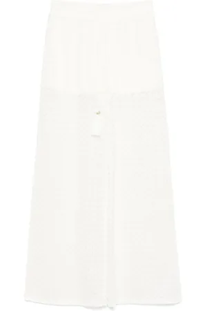 Twin-Set Broeken, Dames, Wit, S, Witte broek met trekkoord en logohanger